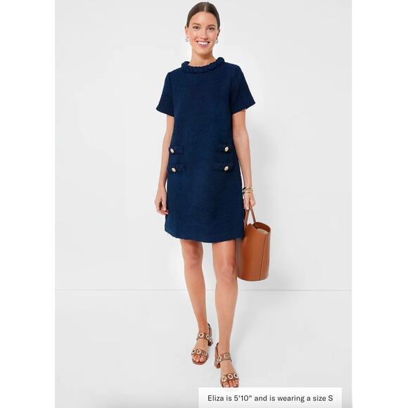 Tuckernuck  Navy Tweed Jackie Dress Sz M - Picture 2 of 7